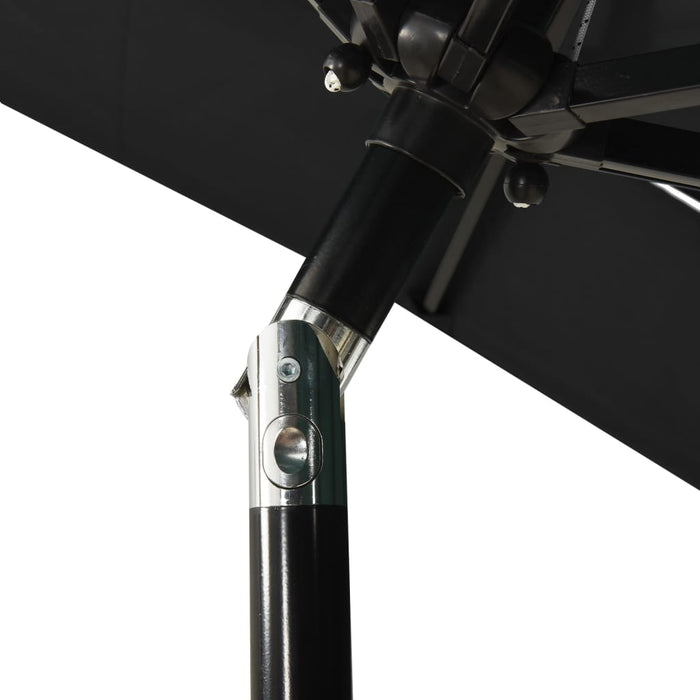 Umbrelă de grădină cu 3 niveluri, stâlp aluminiu, negru, 2x2 m WALTI