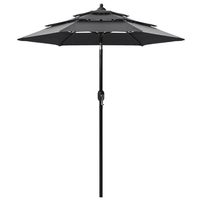 Umbrelă de grădină 3 niveluri, stâlp aluminiu, antracit, 2 m WALTI