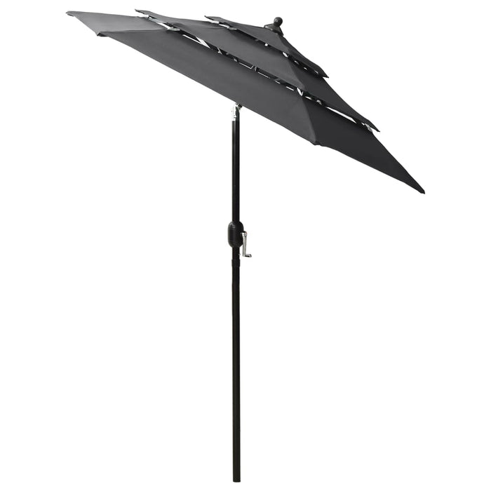 Umbrelă de grădină 3 niveluri, stâlp aluminiu, antracit, 2 m WALTI