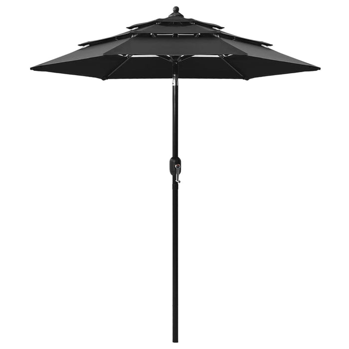 Umbrelă de grădină cu 3 niveluri, stâlp aluminiu, negru, 2 m WALTI