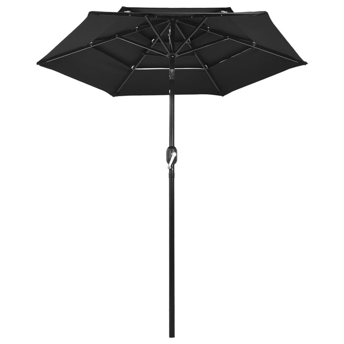 Umbrelă de grădină cu 3 niveluri, stâlp aluminiu, negru, 2 m WALTI