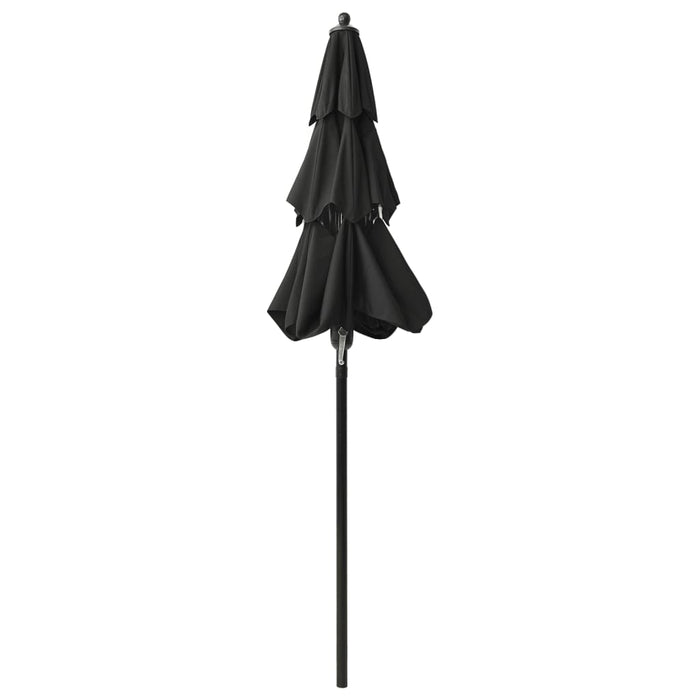 Umbrelă de grădină cu 3 niveluri, stâlp aluminiu, negru, 2 m WALTI