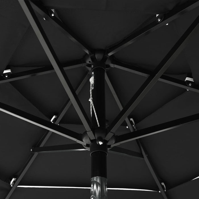 Umbrelă de grădină cu 3 niveluri, stâlp aluminiu, negru, 2 m WALTI