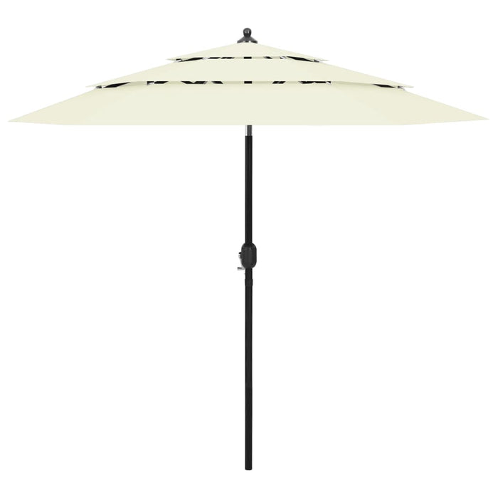 Umbrelă de grădină 3 niveluri, stâlp aluminiu, nisipiu, 2,5 m WALTI