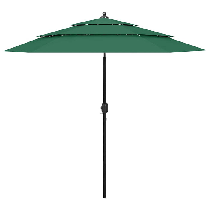 Umbrelă de grădină cu 3 niveluri, stâlp aluminiu, verde, 2,5 m WALTI