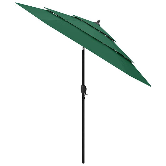 Umbrelă de grădină cu 3 niveluri, stâlp aluminiu, verde, 2,5 m WALTI