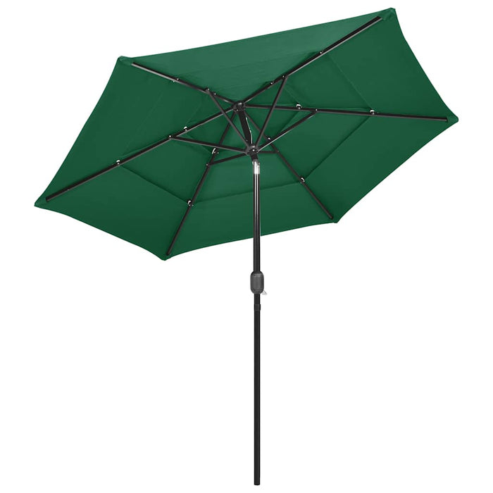 Umbrelă de grădină cu 3 niveluri, stâlp aluminiu, verde, 2,5 m WALTI
