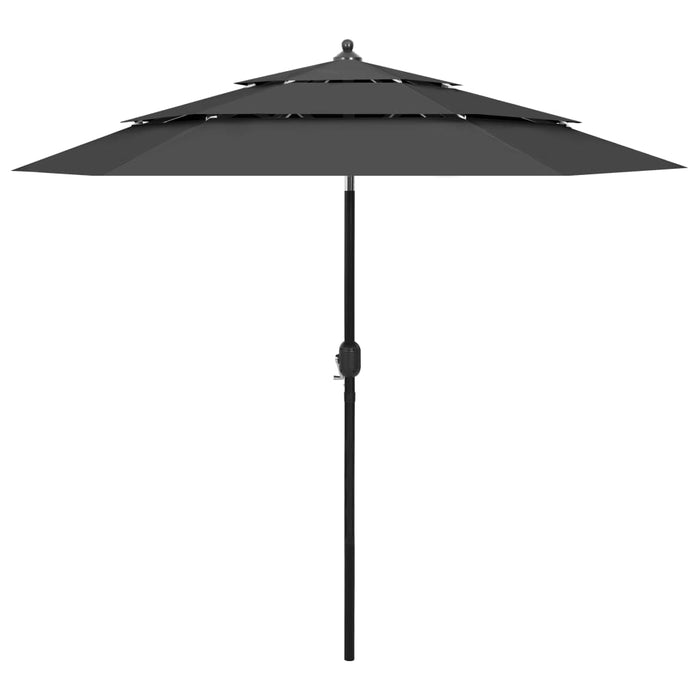 Umbrelă de grădină 3 niveluri, stâlp aluminiu, antracit, 2,5 m WALTI