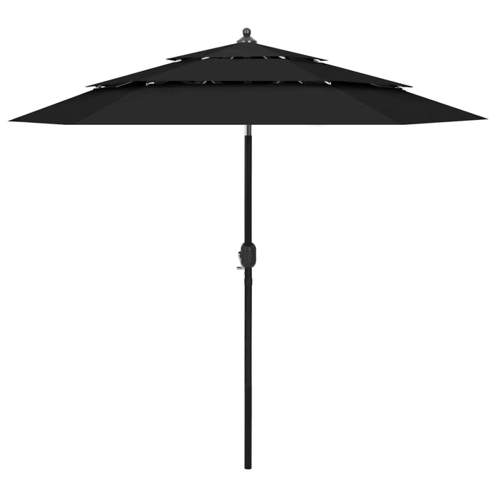 Umbrelă de grădină cu 3 niveluri, stâlp aluminiu, negru, 2,5 m WALTI