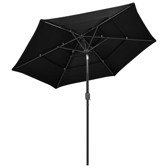 Umbrelă de grădină cu 3 niveluri, stâlp aluminiu, negru, 2,5 m WALTI