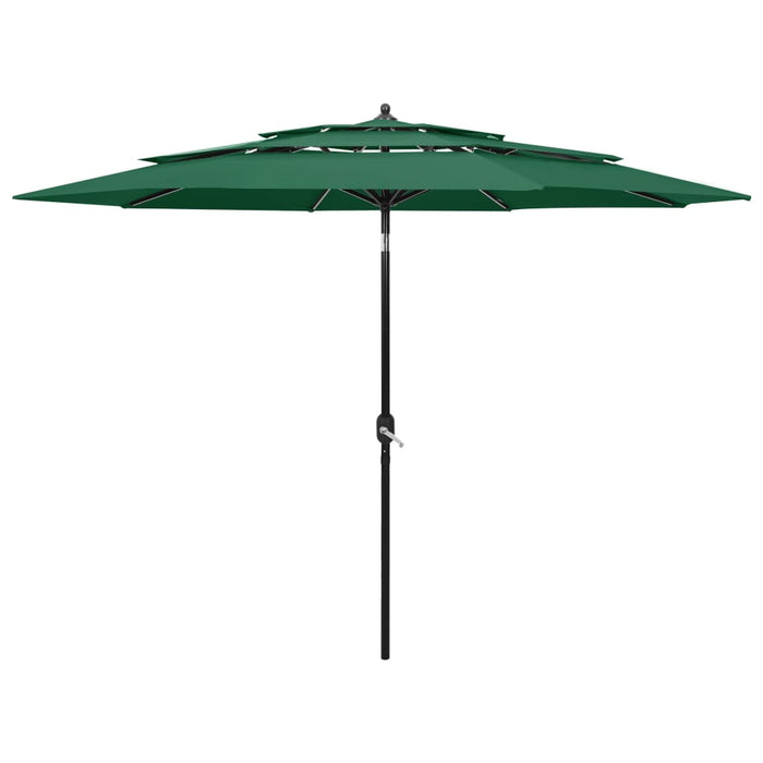 Umbrelă de grădină cu 3 niveluri, stâlp aluminiu, verde, 3 m WALTI