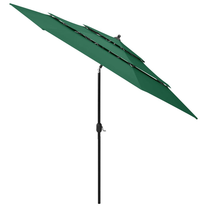 Umbrelă de grădină cu 3 niveluri, stâlp aluminiu, verde, 3 m WALTI