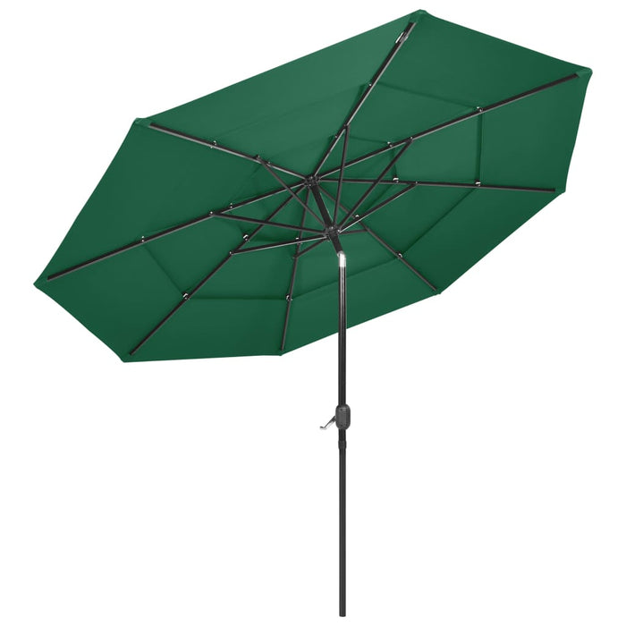 Umbrelă de grădină cu 3 niveluri, stâlp aluminiu, verde, 3 m WALTI
