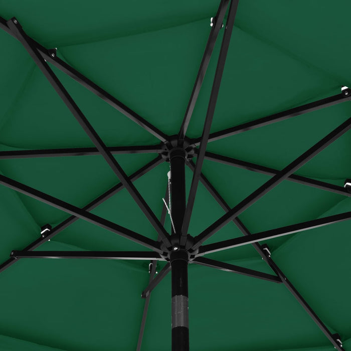 Umbrelă de grădină cu 3 niveluri, stâlp aluminiu, verde, 3 m WALTI