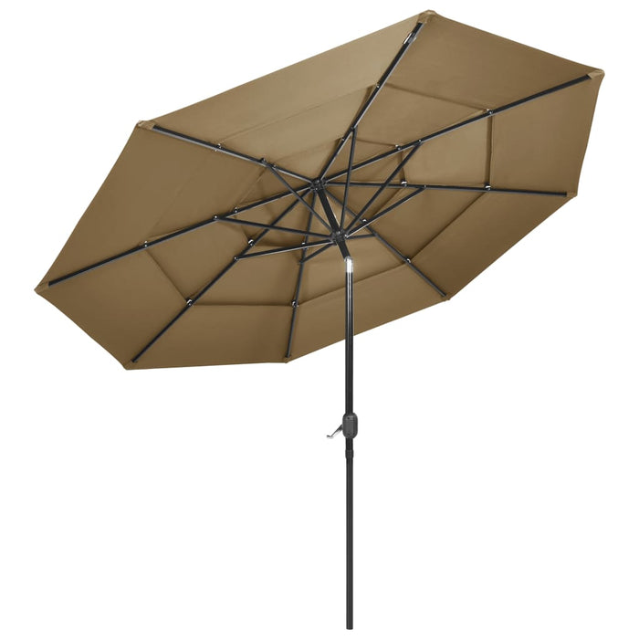 Umbrelă de grădină 3 niveluri, stâlp aluminiu, gri taupe, 3 m WALTI
