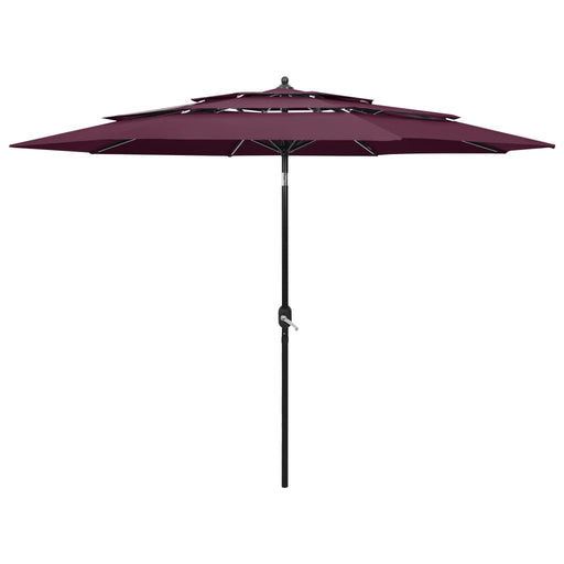 Umbrelă de grădină 3 niveluri, stâlp aluminiu, roșu bordo, 3 m - WALTI WALTI