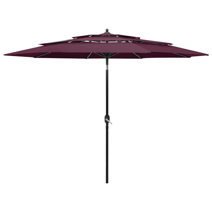 Umbrelă de grădină 3 niveluri, stâlp aluminiu, roșu bordo, 3 m - WALTI WALTI