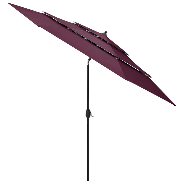 Umbrelă de grădină 3 niveluri, stâlp aluminiu, roșu bordo, 3 m - WALTI WALTI