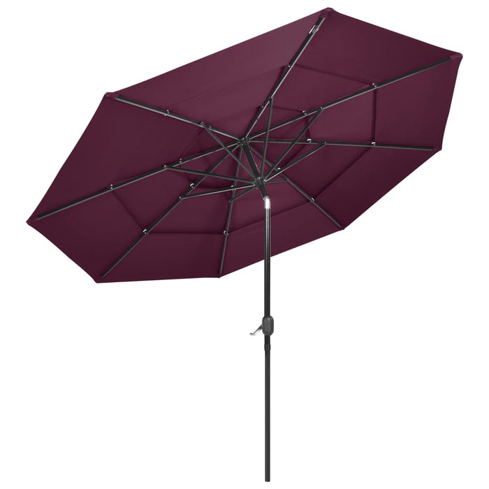 Umbrelă de grădină 3 niveluri, stâlp aluminiu, roșu bordo, 3 m - WALTI WALTI