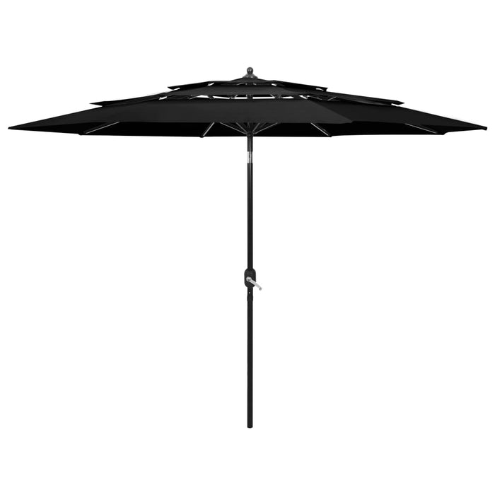 Umbrelă de grădină cu 3 niveluri, stâlp aluminiu, negru, 3 m WALTI
