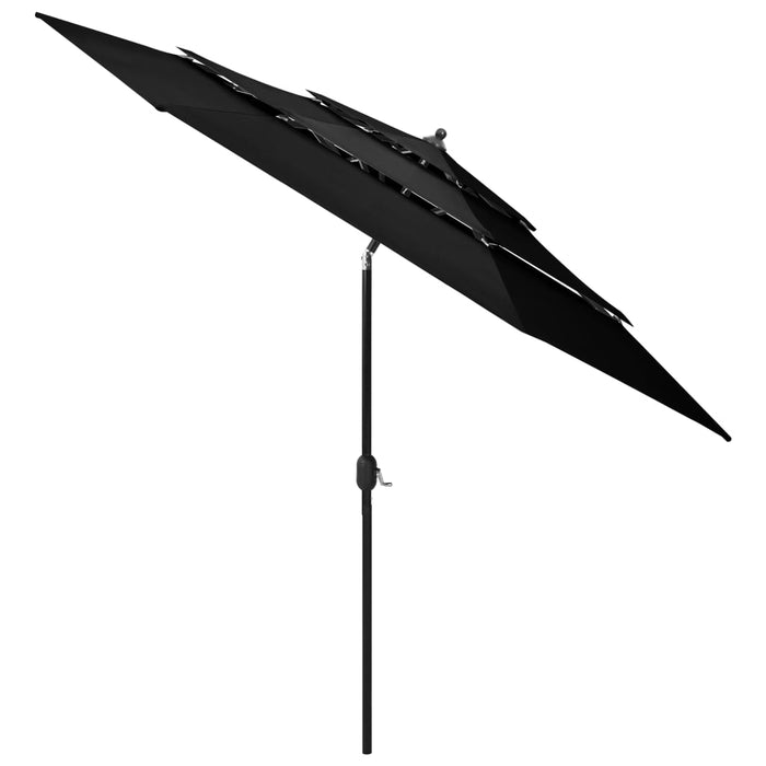 Umbrelă de grădină cu 3 niveluri, stâlp aluminiu, negru, 3 m WALTI