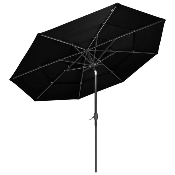 Umbrelă de grădină cu 3 niveluri, stâlp aluminiu, negru, 3 m WALTI