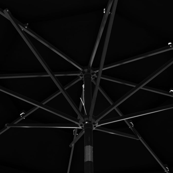 Umbrelă de grădină cu 3 niveluri, stâlp aluminiu, negru, 3 m WALTI