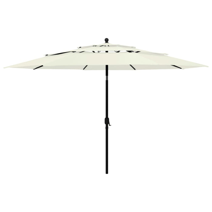 Umbrelă grădină cu 3 niveluri, stâlp aluminiu, nisipiu, 3,5 m WALTI