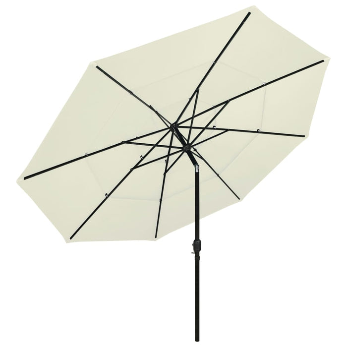 Umbrelă grădină cu 3 niveluri, stâlp aluminiu, nisipiu, 3,5 m WALTI
