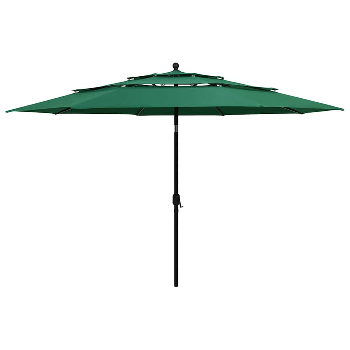 Umbrelă grădină cu 3 niveluri, stâlp aluminiu, verde, 3,5 m WALTI