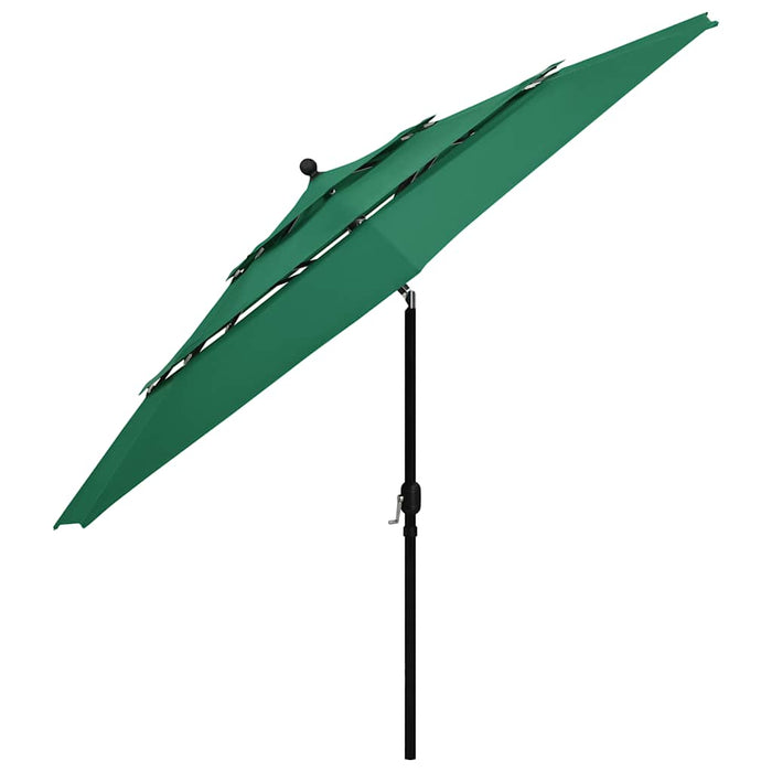 Umbrelă grădină cu 3 niveluri, stâlp aluminiu, verde, 3,5 m WALTI