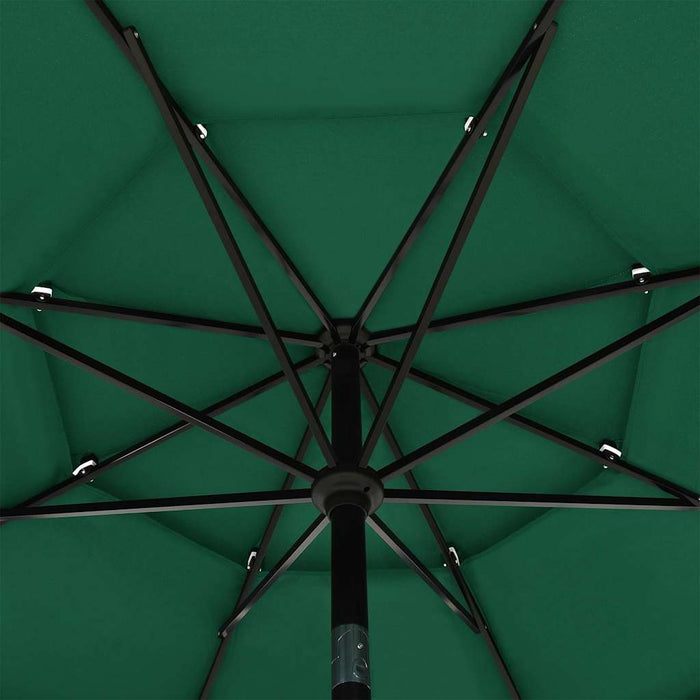 Umbrelă grădină cu 3 niveluri, stâlp aluminiu, verde, 3,5 m WALTI