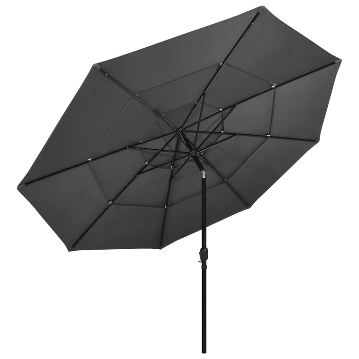Umbrelă de grădină 3 niveluri, stâlp aluminiu, antracit, 3,5 m - WALTI WALTI