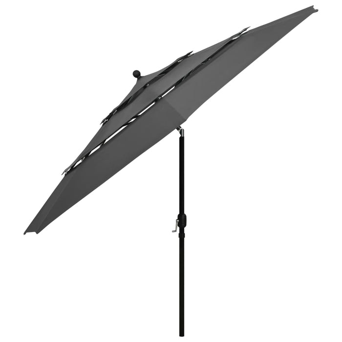 Umbrelă de grădină 3 niveluri, stâlp aluminiu, antracit, 3,5 m - WALTI WALTI