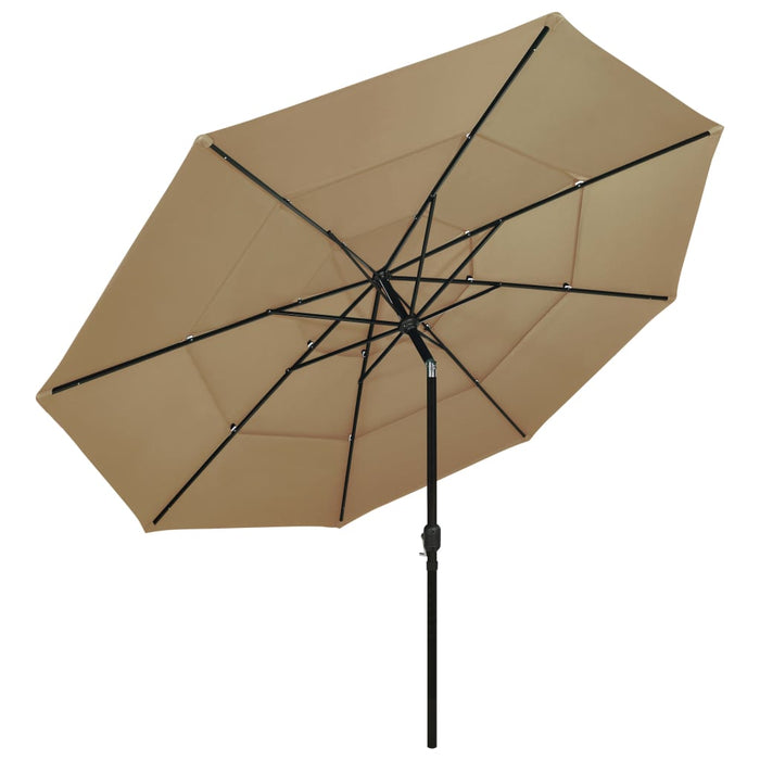 Umbrelă de grădină 3 niveluri, stâlp aluminiu, gri taupe, 3,5 m - WALTI WALTI