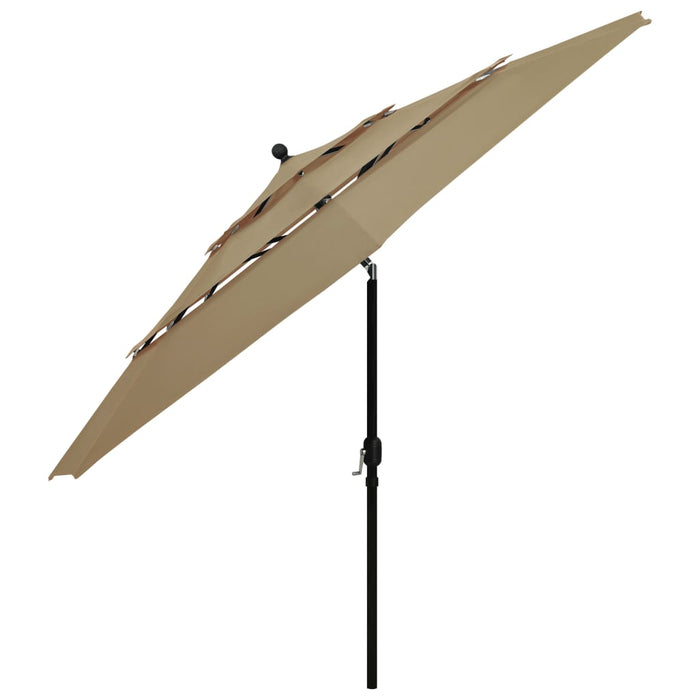 Umbrelă de grădină 3 niveluri, stâlp aluminiu, gri taupe, 3,5 m - WALTI WALTI