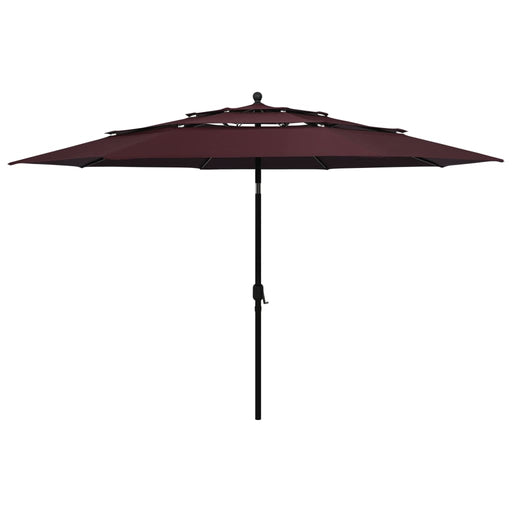 Umbrelă de grădină 3 niveluri, stâlp aluminiu, roșu bordo 3,5 m - WALTI WALTI