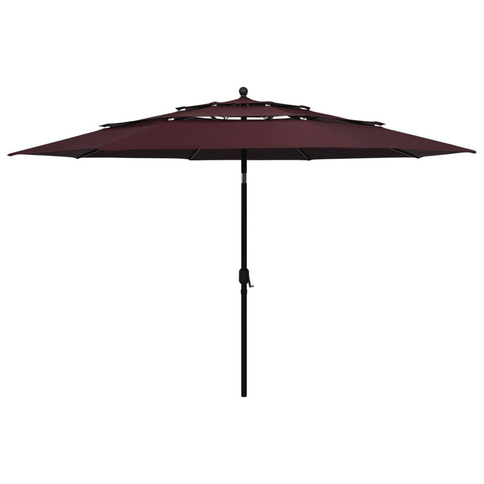 Umbrelă de grădină 3 niveluri, stâlp aluminiu, roșu bordo 3,5 m WALTI