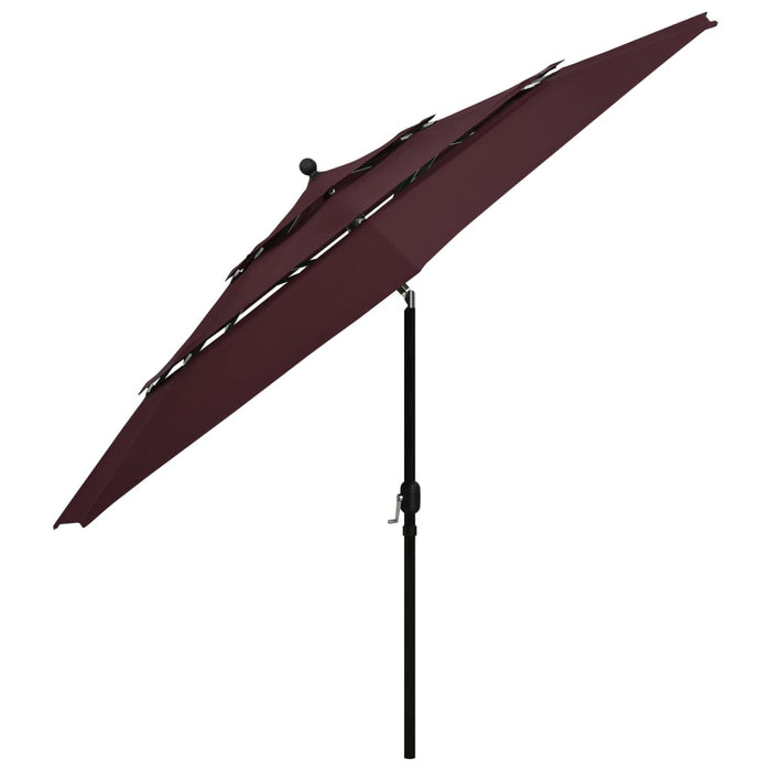 Umbrelă de grădină 3 niveluri, stâlp aluminiu, roșu bordo 3,5 m WALTI