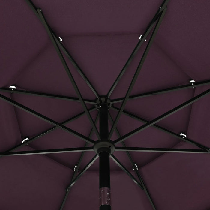Umbrelă de grădină 3 niveluri, stâlp aluminiu, roșu bordo 3,5 m WALTI