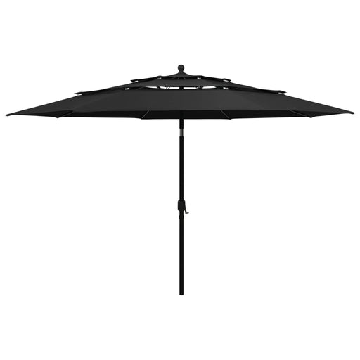 Umbrelă grădină cu 3 niveluri, stâlp aluminiu, negru, 3,5 m - WALTI WALTI