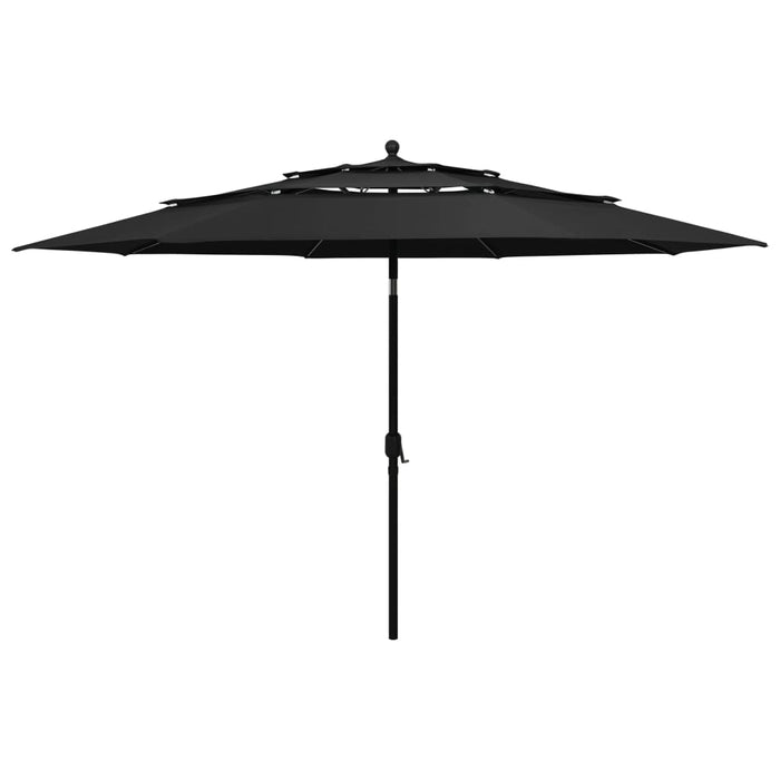 Umbrelă grădină cu 3 niveluri, stâlp aluminiu, negru, 3,5 m - WALTI WALTI