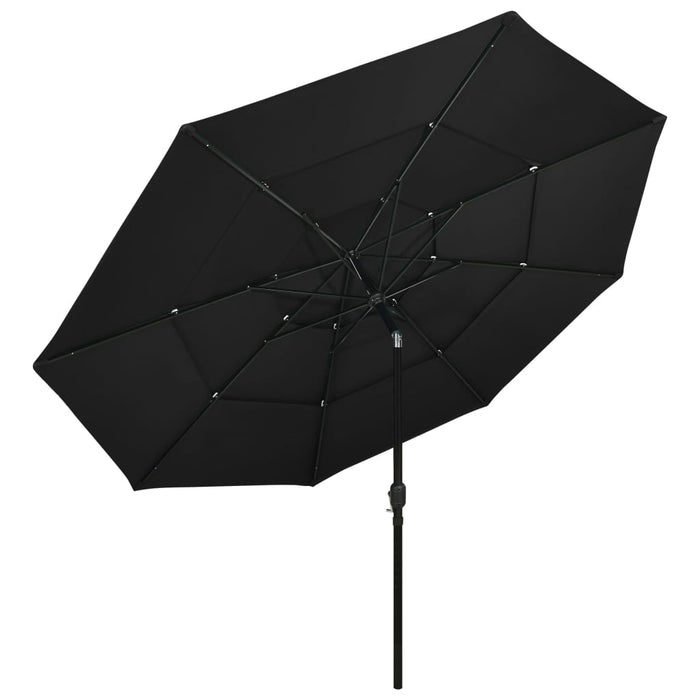 Umbrelă grădină cu 3 niveluri, stâlp aluminiu, negru, 3,5 m - WALTI WALTI