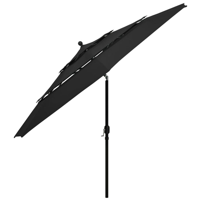 Umbrelă grădină cu 3 niveluri, stâlp aluminiu, negru, 3,5 m - WALTI WALTI