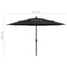 Umbrelă grădină cu 3 niveluri, stâlp aluminiu, negru, 3,5 m - WALTI WALTI