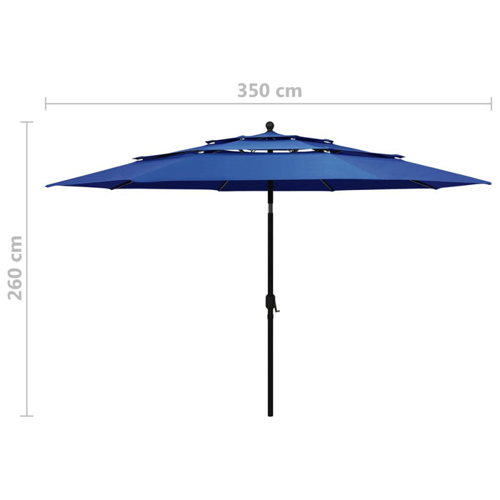 Umbrelă de grădină 3 niveluri, stâlp aluminiu, azuriu, 3,5 m - WALTI WALTI