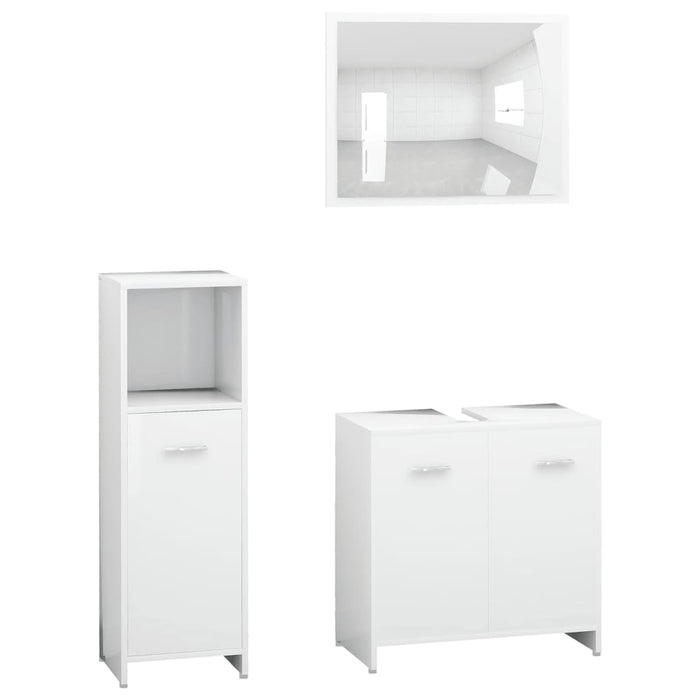 Set mobilier de baie, 3 piese, alb, lemn prelucrat - WALTI WALTI