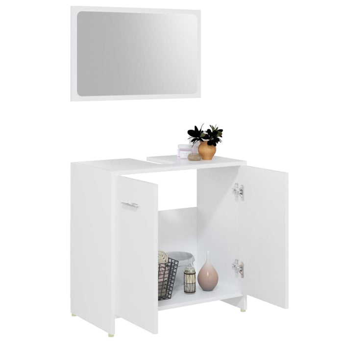 Set mobilier de baie, 3 piese, alb, lemn prelucrat - WALTI WALTI