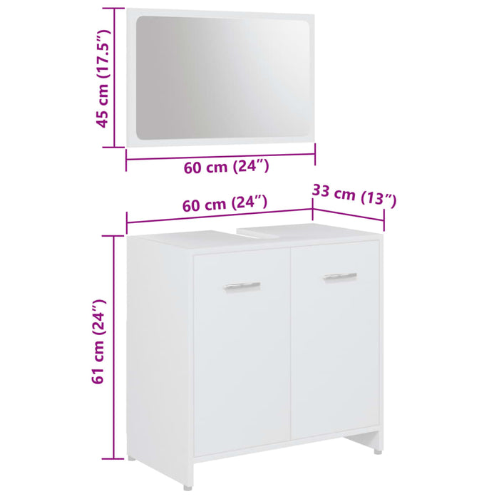 Set mobilier de baie, 3 piese, alb, lemn prelucrat - WALTI WALTI