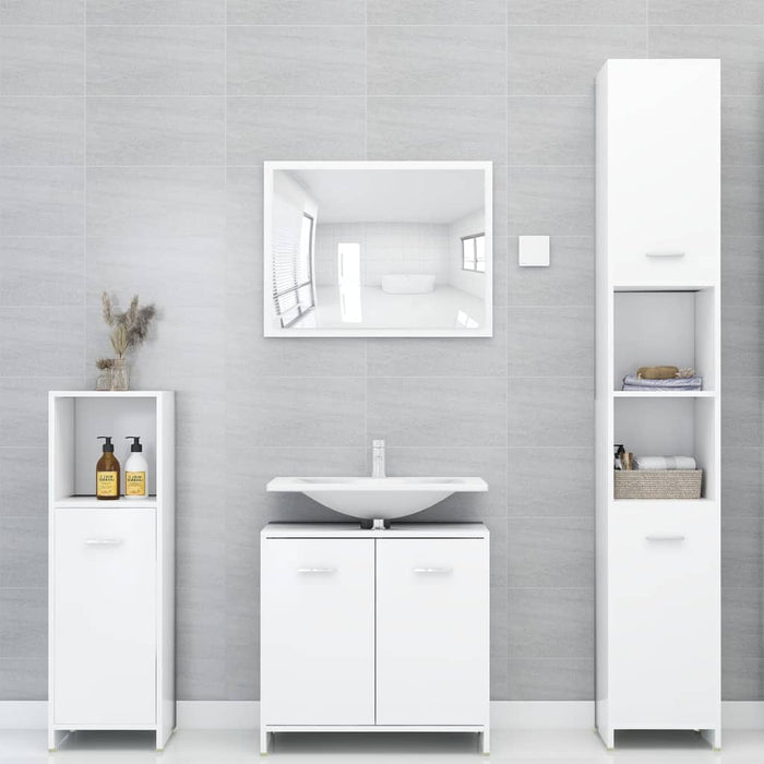 Set mobilier de baie, 3 piese, alb, lemn prelucrat - WALTI WALTI